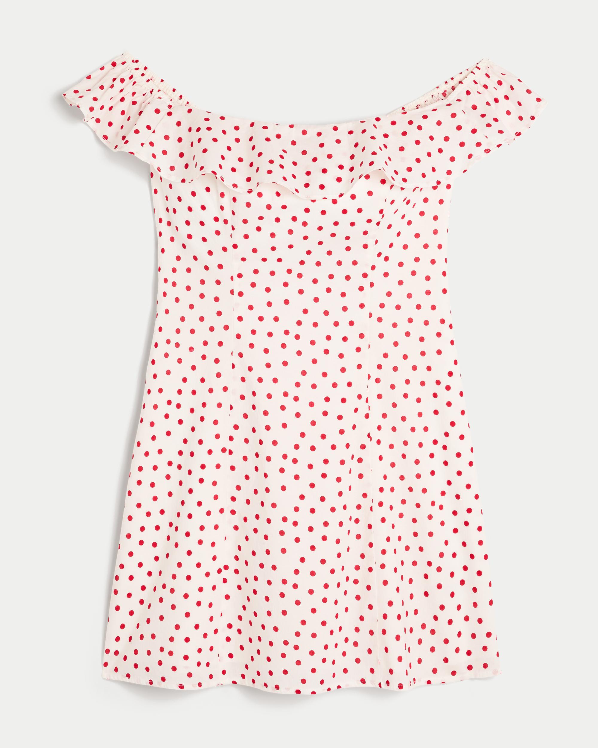 Off-the-Shoulder A-Line Ruffle Mini Dress Product Image