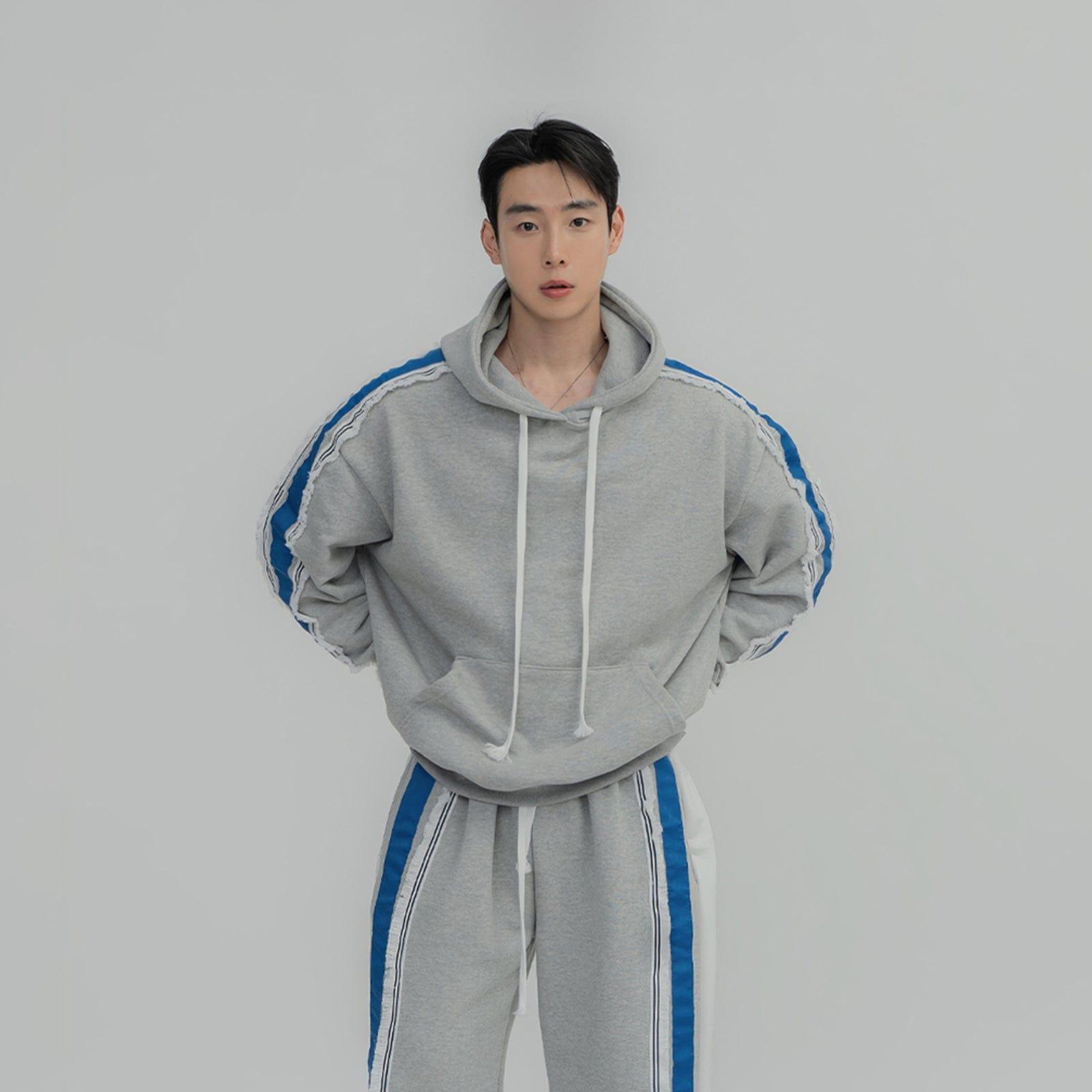 RT No. 12450 TASSEL STRIPED PULLOVER HOODIE & STRAIGHT SWEATPANTS Product Image