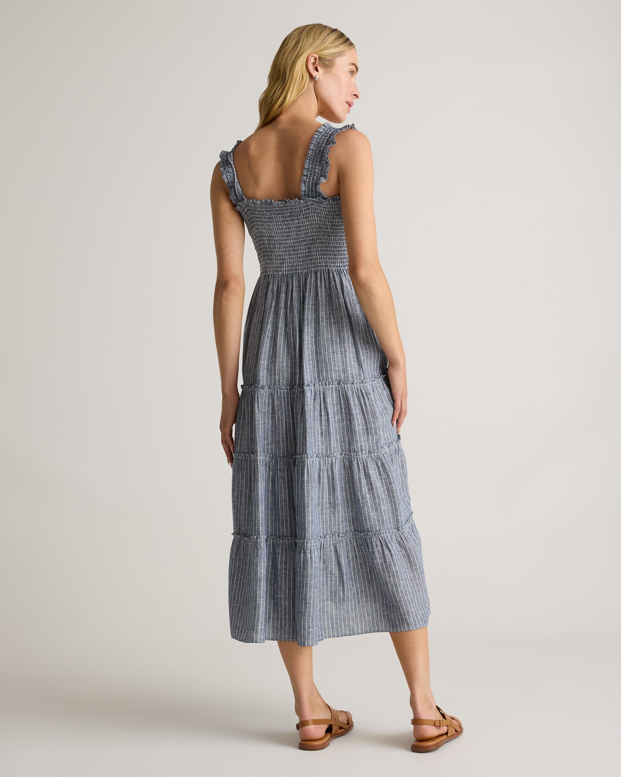 Quince | Women's 100% European Linen Smocked Midi Dress Product Image