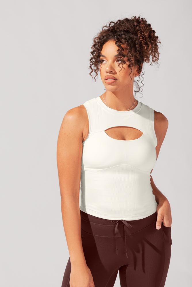 Peekaboo Crew Tank - Coconut Cream Product Image