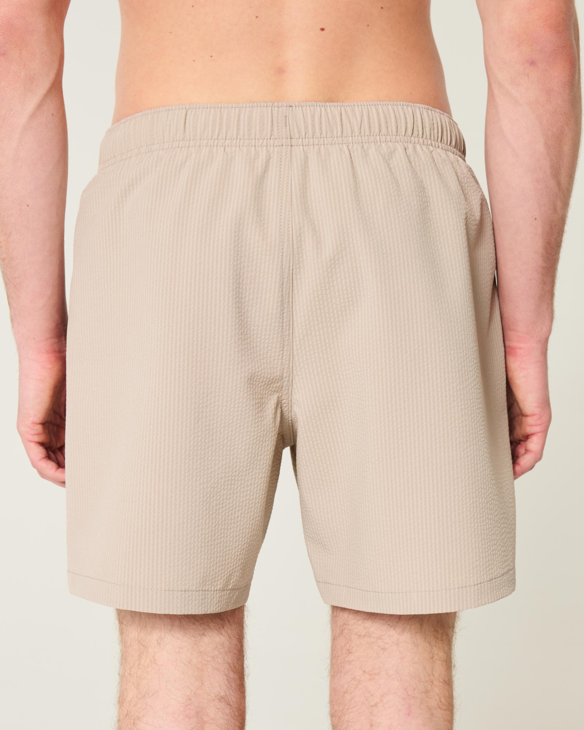 Mid-Thigh Seersucker Volley Swim Trunks Product Image