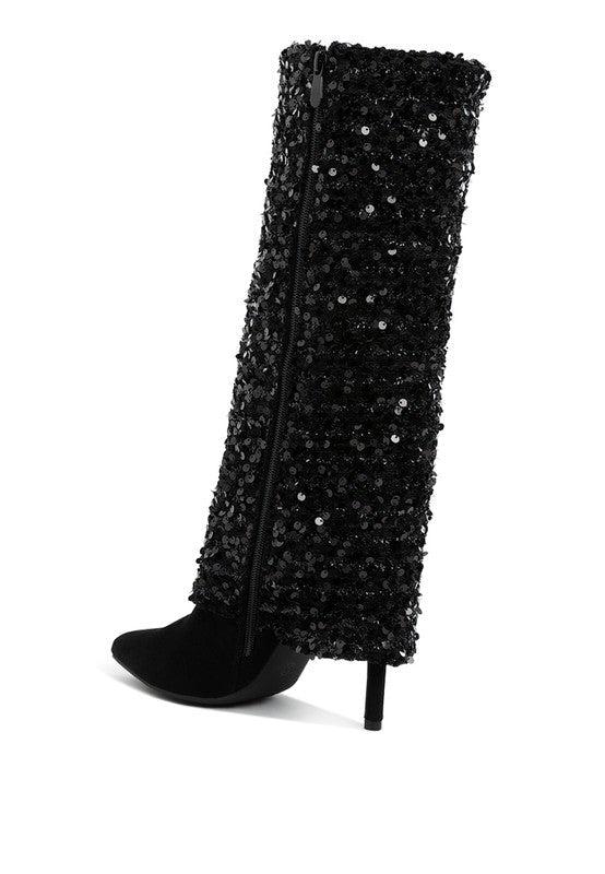 Sin City Sequinned Fold-Over Calf Boots Product Image