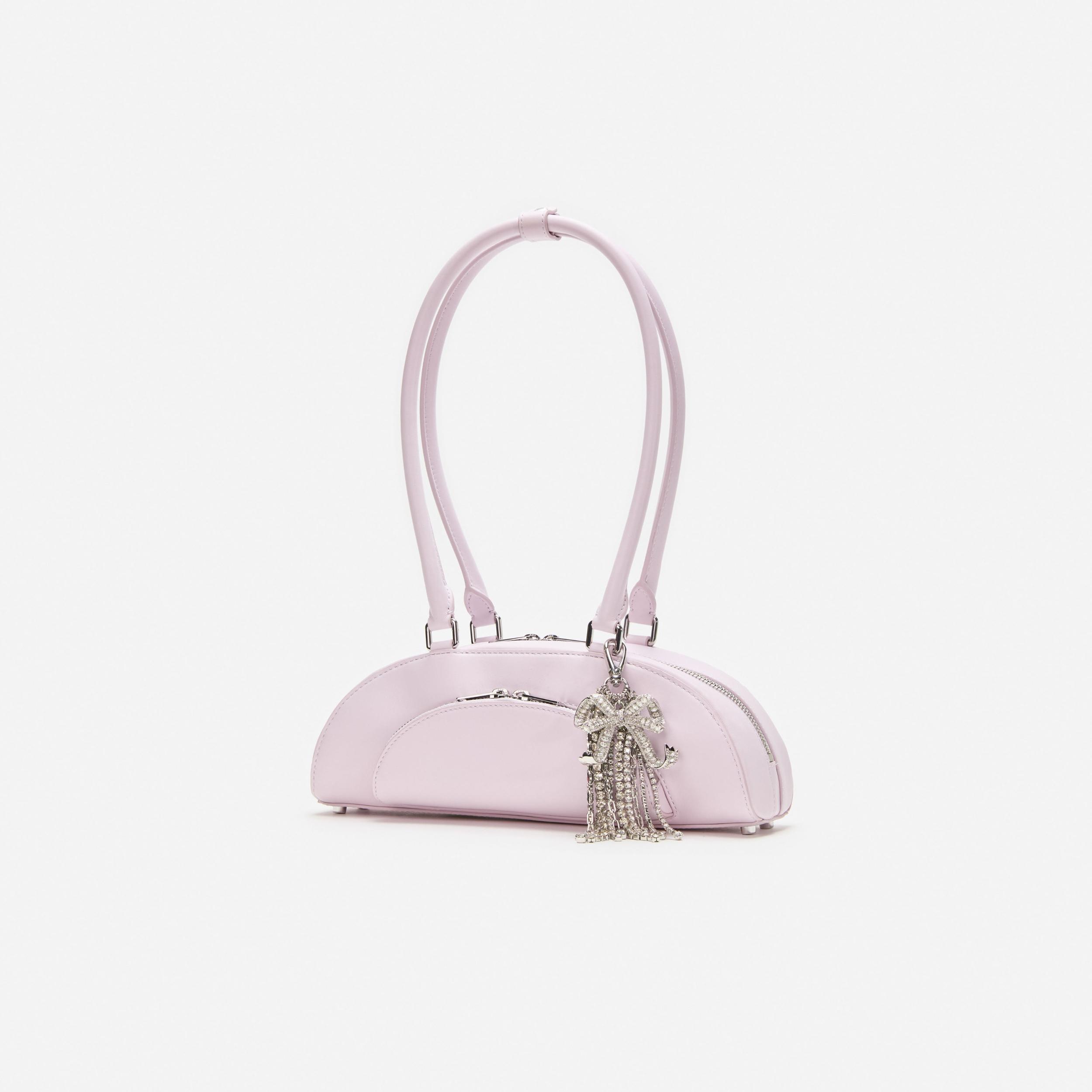Lilac Leather Curved Charm Shoulder Bag Product Image