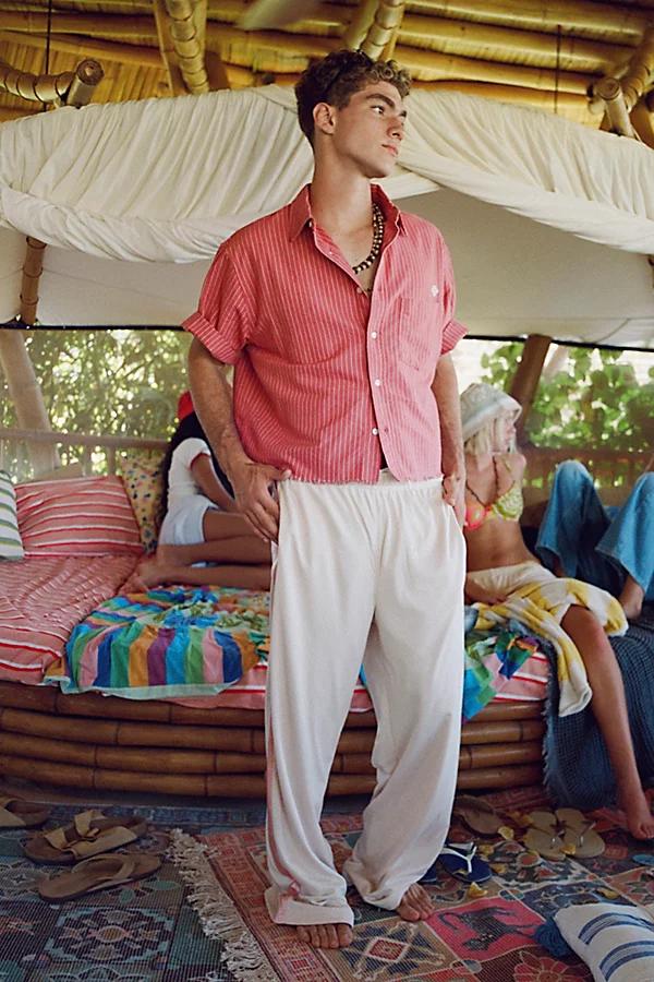 Urban Outfitters UO Stripe Pattern Cutoff Oxford Shirt Top Mens at Urban Outfitters Product Image