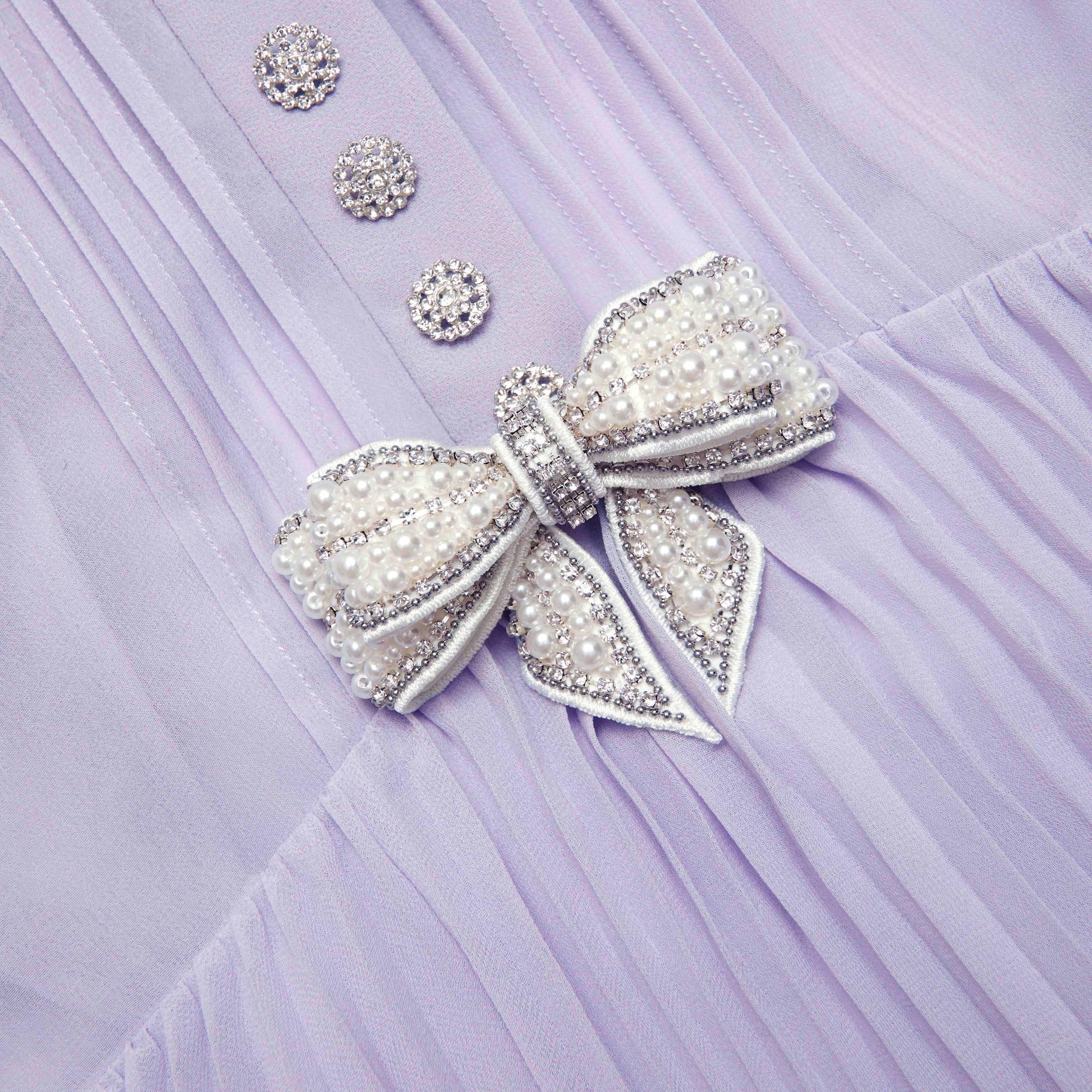 Lilac Chiffon Ruffle Maxi Dress Product Image