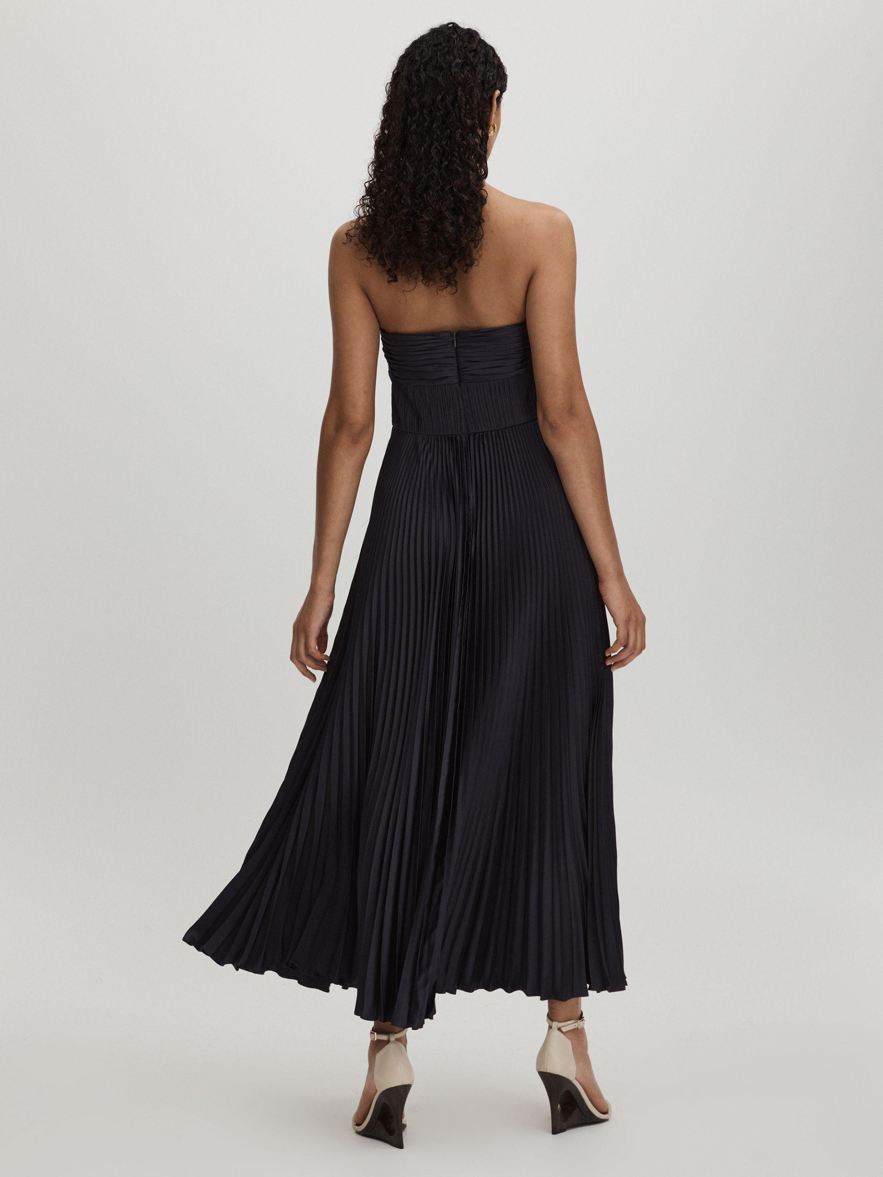Amur Strapless Pleated Maxi Dress in Navy Product Image