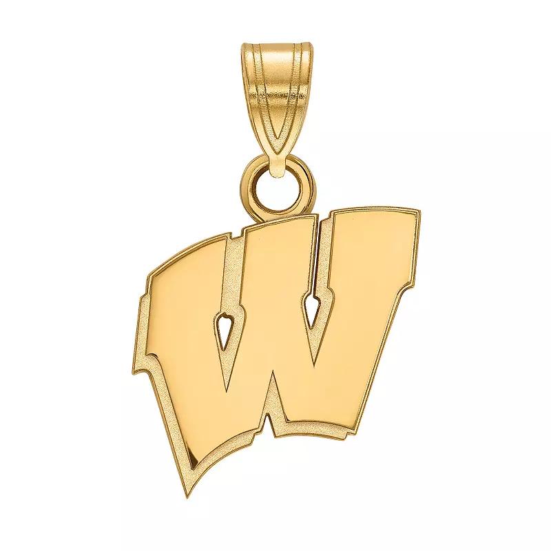 LogoArt 14k Gold Plated Silver Wisconsin Badgers Pendant, Women's, Size: 18 mm Product Image