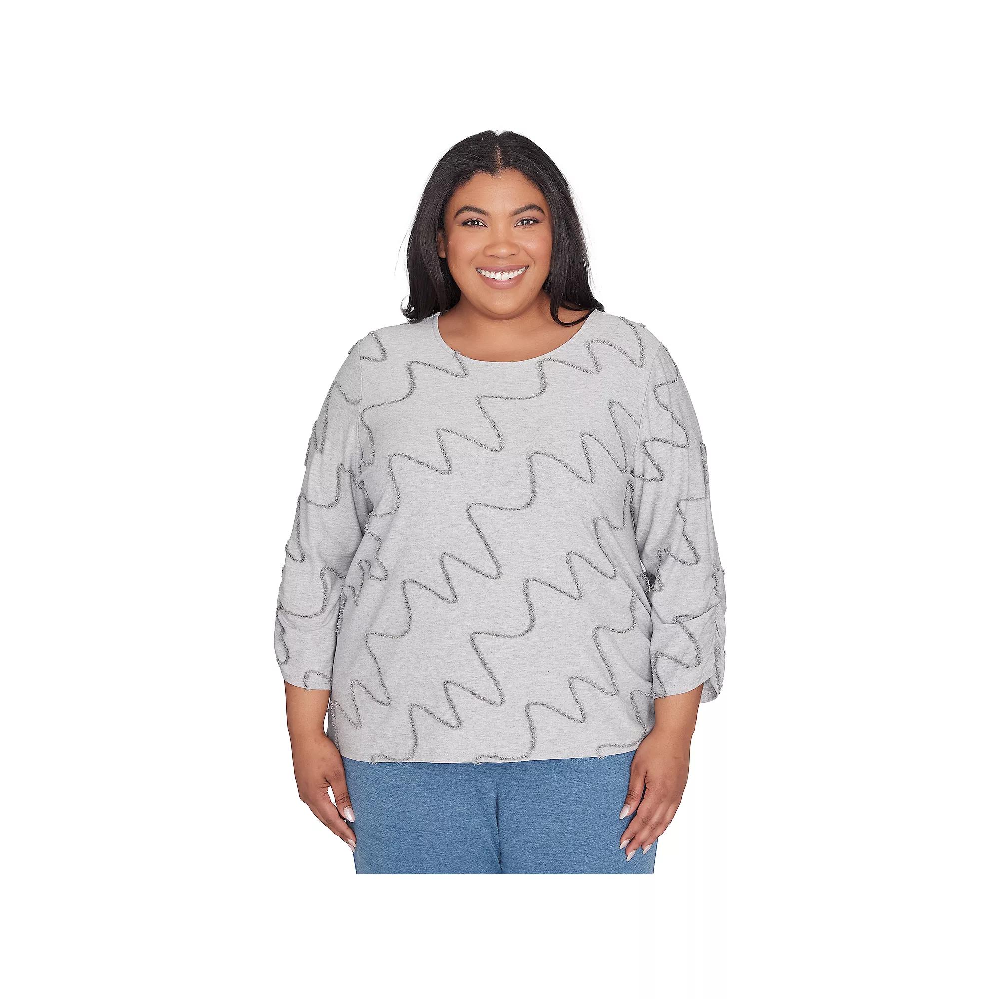 Plus Size Alfred Dunner Diagonal Textured Top, Women's, Size: 1XL, Gray Product Image