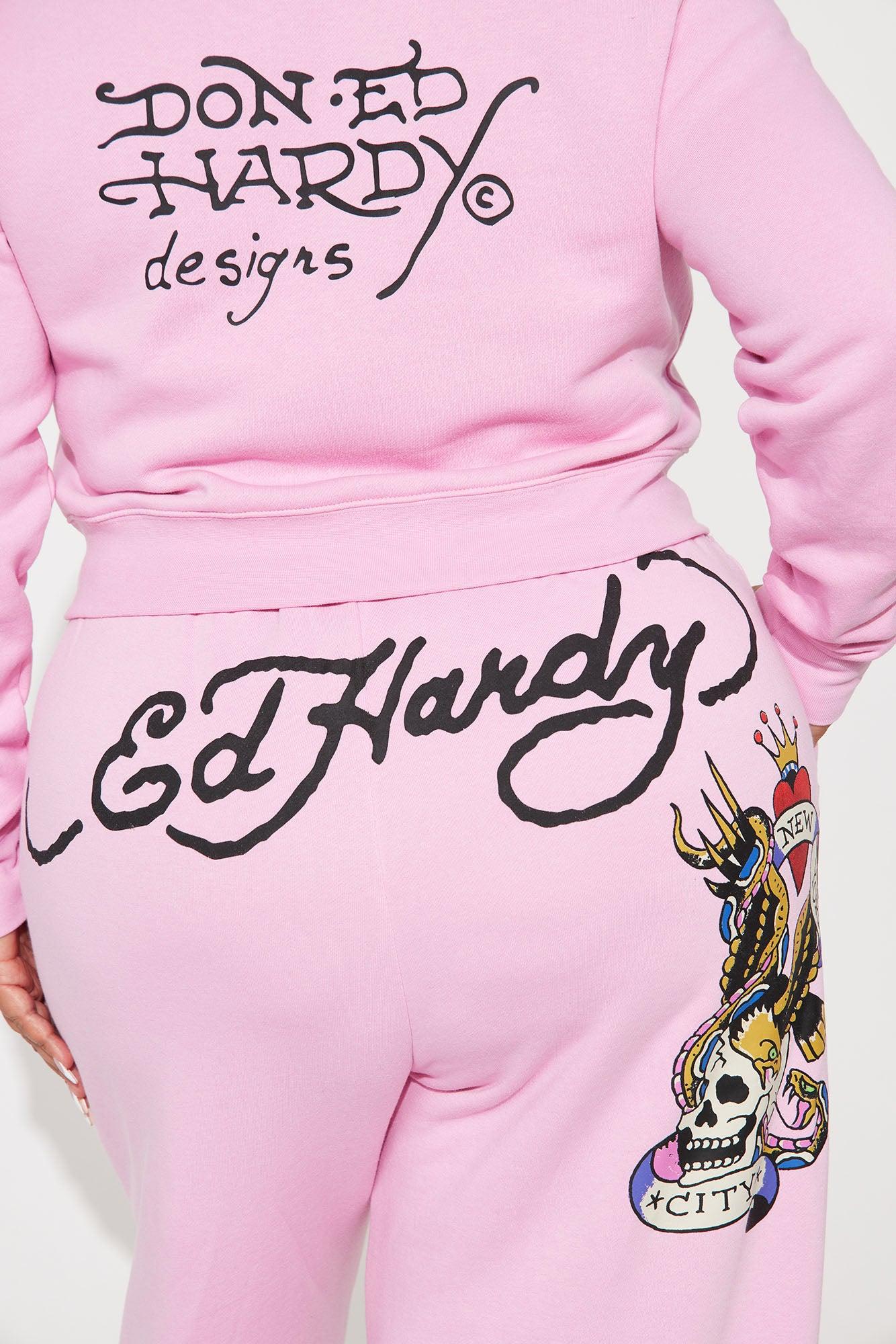 Ed Hardy Flying Skull Pant Set - Pink Product Image