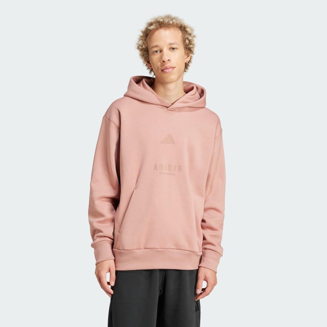 adidas ALL SZN Fleece Graphic Hoodie Warm Clay XS Mens Product Image