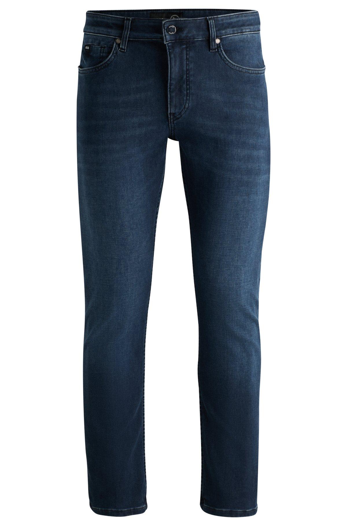 Slim-fit jeans in blue knitted stretch denim Product Image