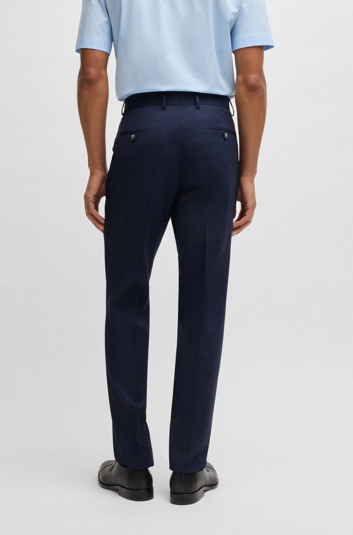 BOSS - Regular-fit three-piece suit in stretch wool - Dark Blue Product Image