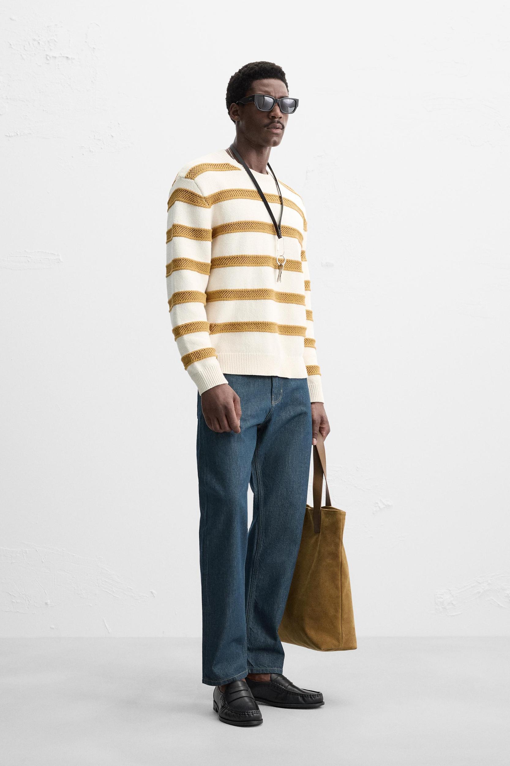 OPENWORK TEXTURED STRIPE SWEATER Product Image