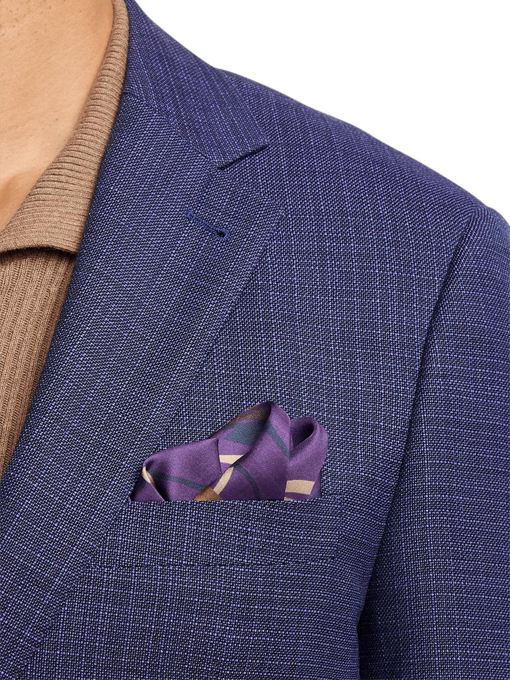 Wool Single Breasted Notch Lapel Sport Coat - Purple Product Image