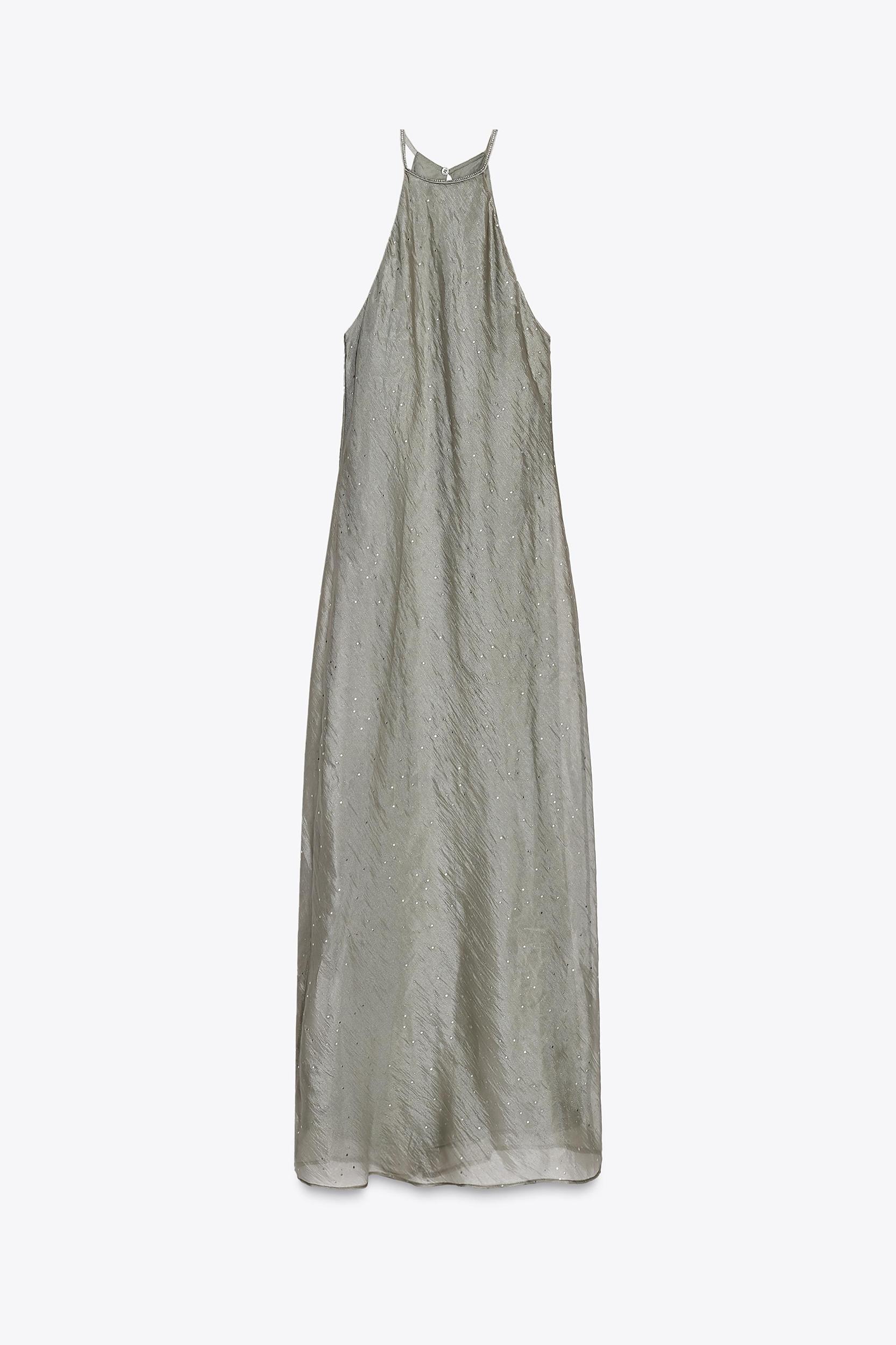 SHIMMER HALTER MIDI DRESS Product Image