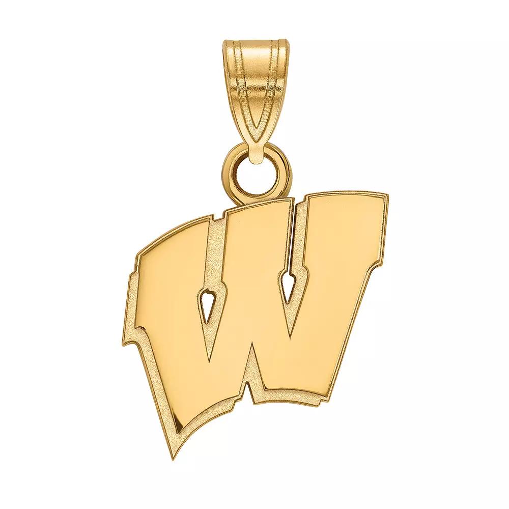 LogoArt 14k Gold Plated Silver Wisconsin Badgers Pendant, Women's, Size: 18 mm Product Image