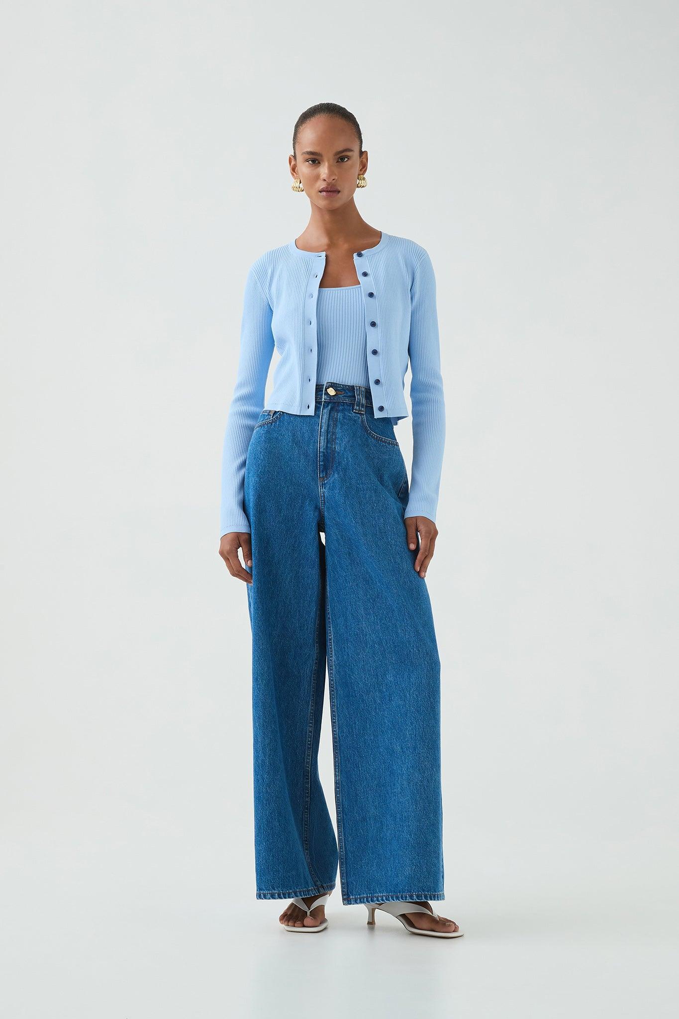 Deia Cropped Knit Cardigan Product Image