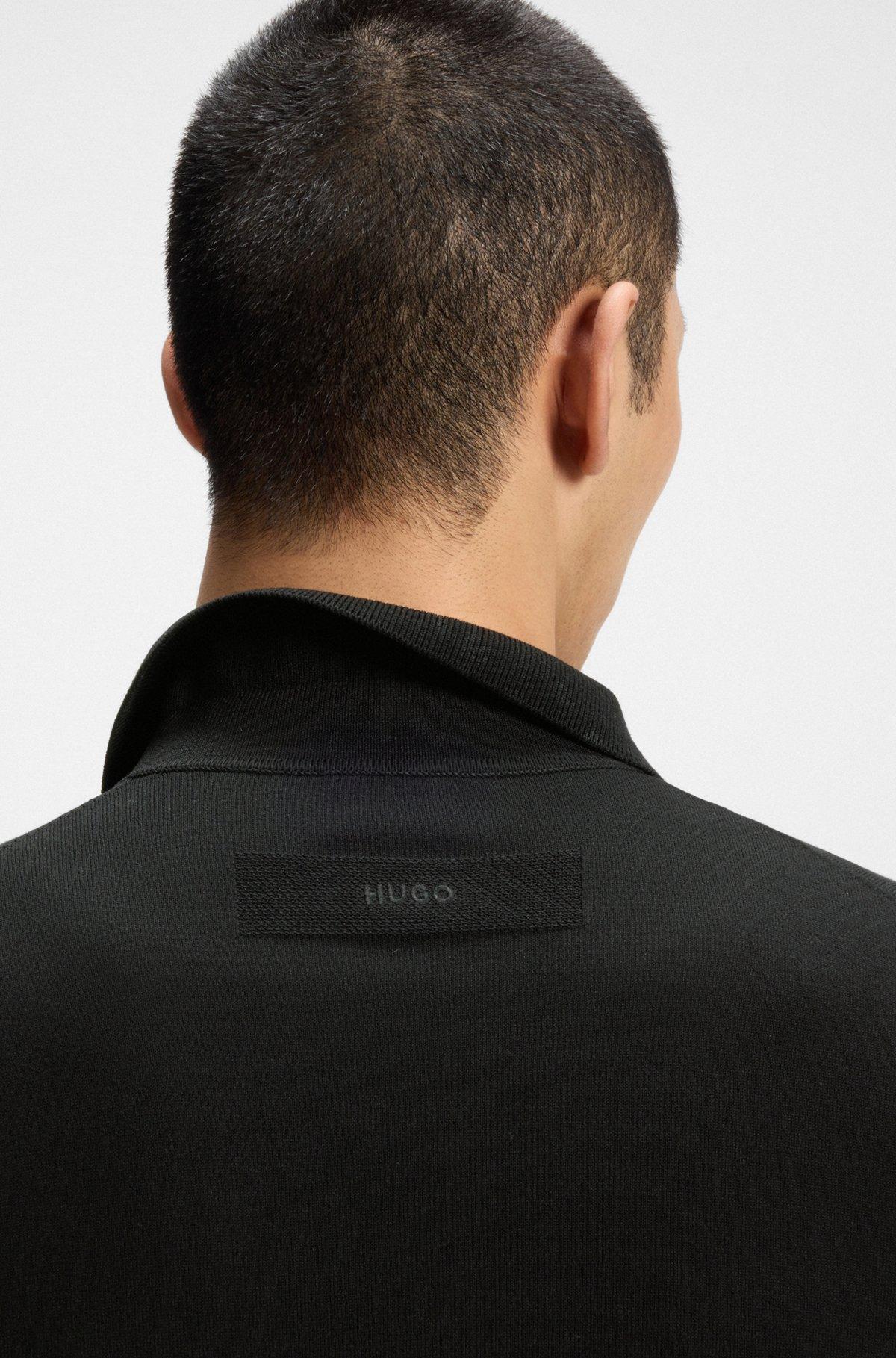 HUGO - Regular-fit knit jacket with zip front - Black Product Image