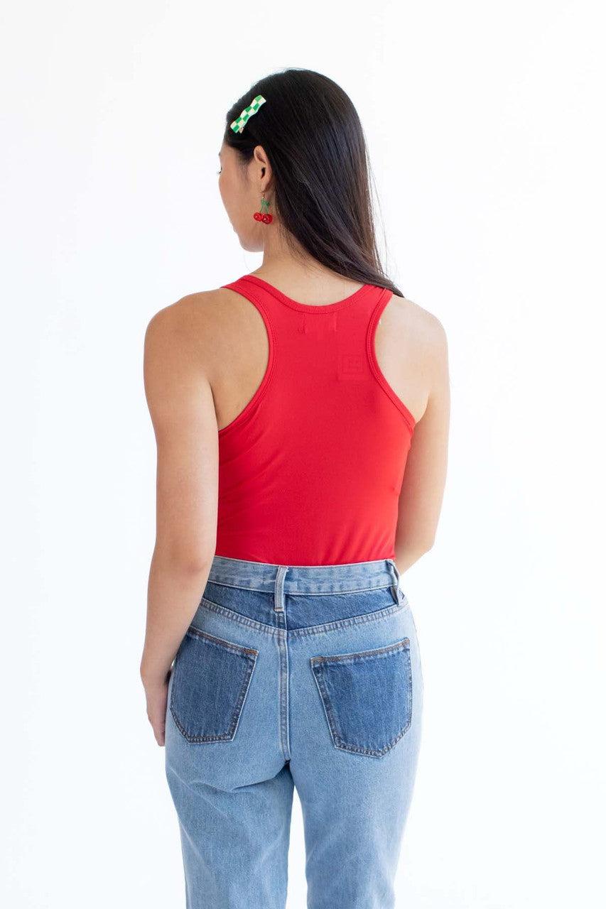 Red Solid Racerback Bodysuit Product Image