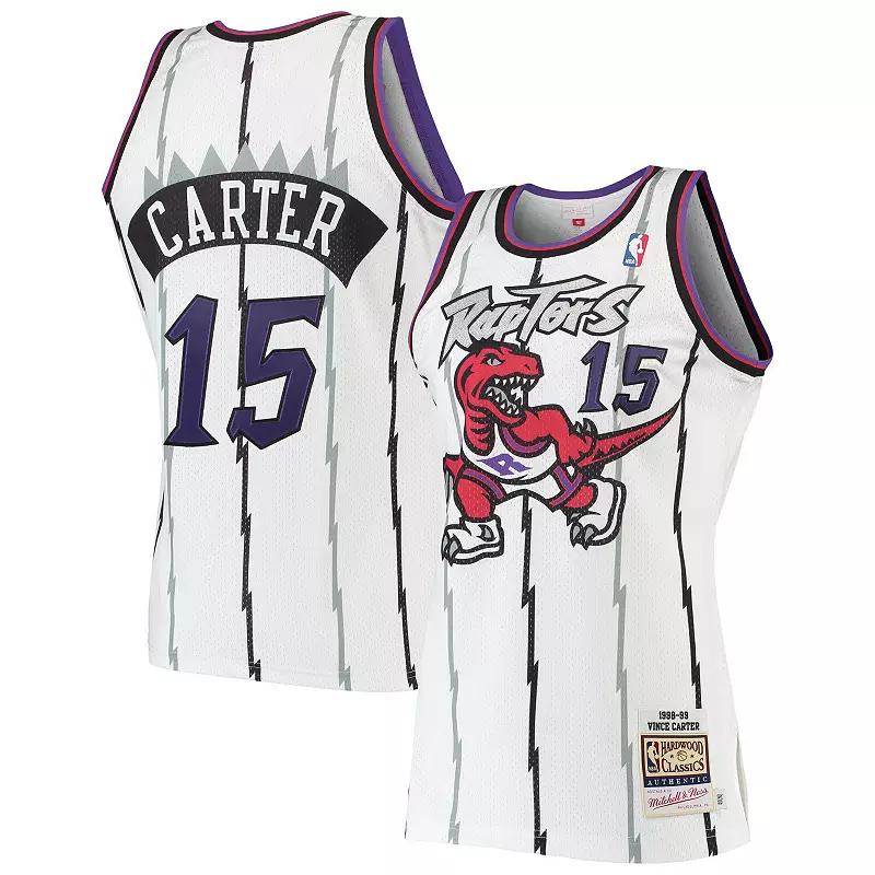Men's Mitchell & Ness Vince Carter White Toronto Raptors Hardwood Classics 1998-99 Authentic Jersey, Size: 4XL, Rpt White Product Image