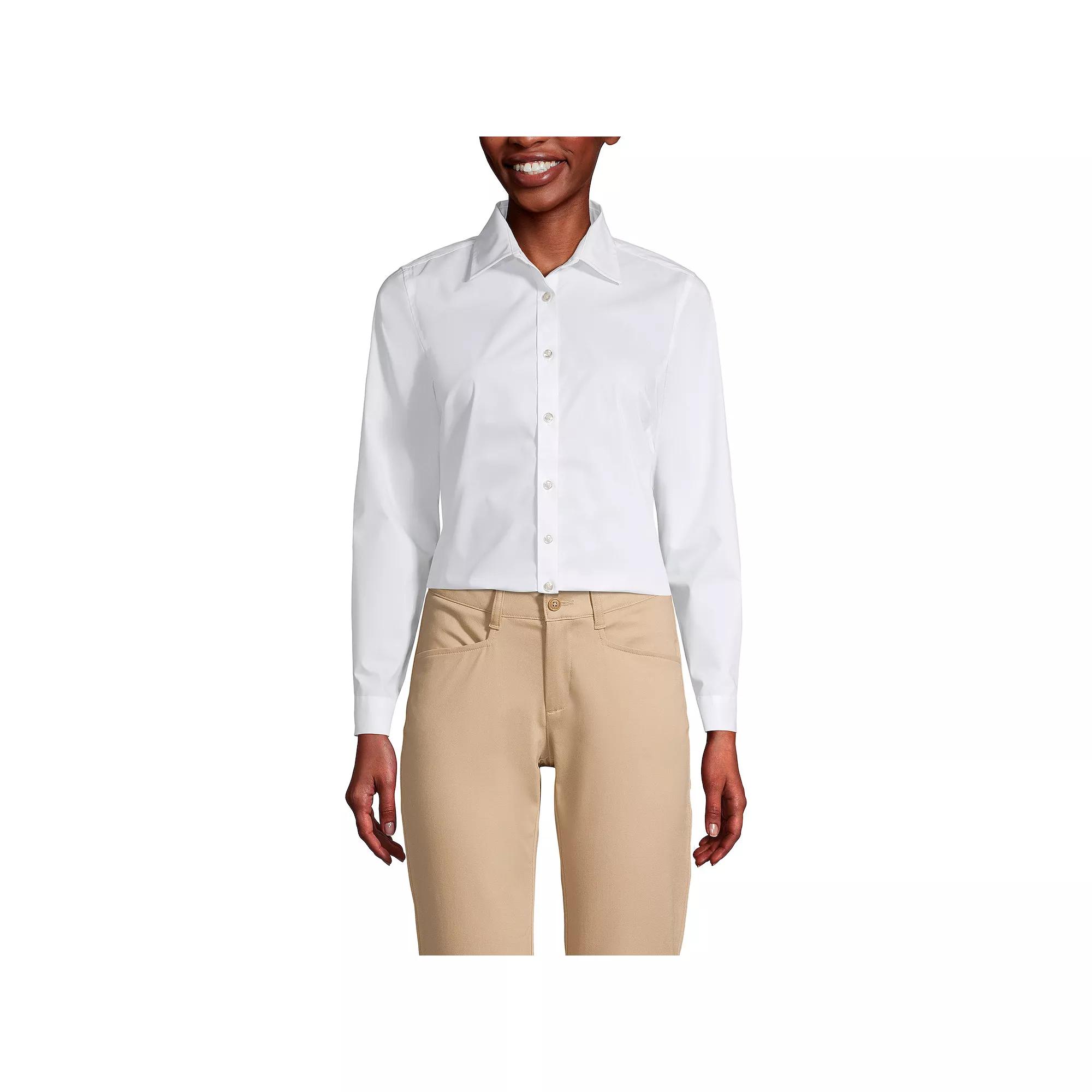 Women's Lands' End School Uniform No Gape® Long Sleeve Collared Stretch Shirt,  Product Image