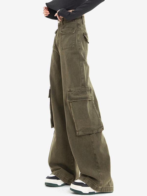 Vintage 90s Green Cargo Jeans Product Image