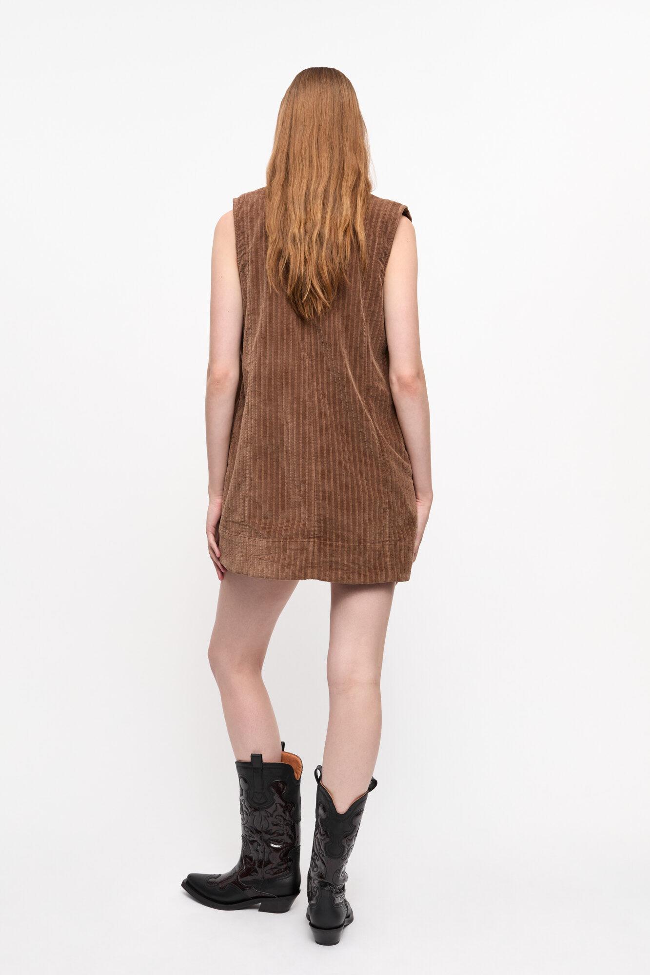 Brown Corduroy Mini Dress Product Image
