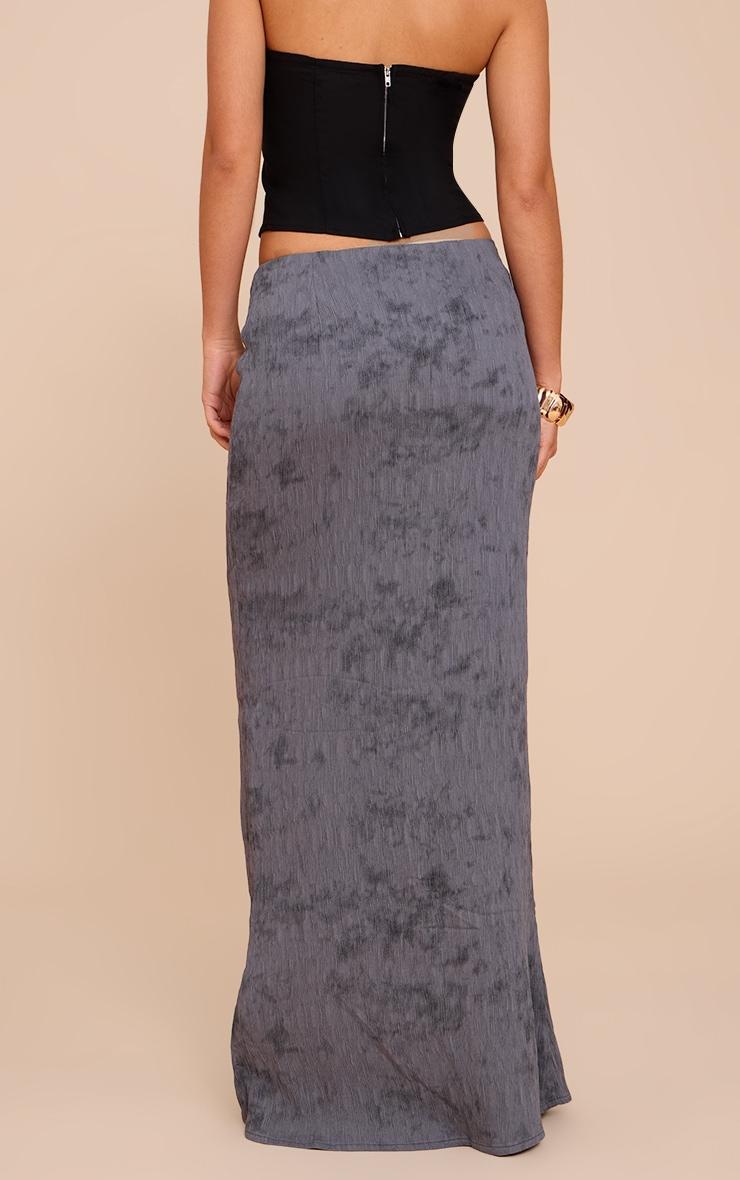 Charcoal Textured Printed Maxi Skirt Product Image