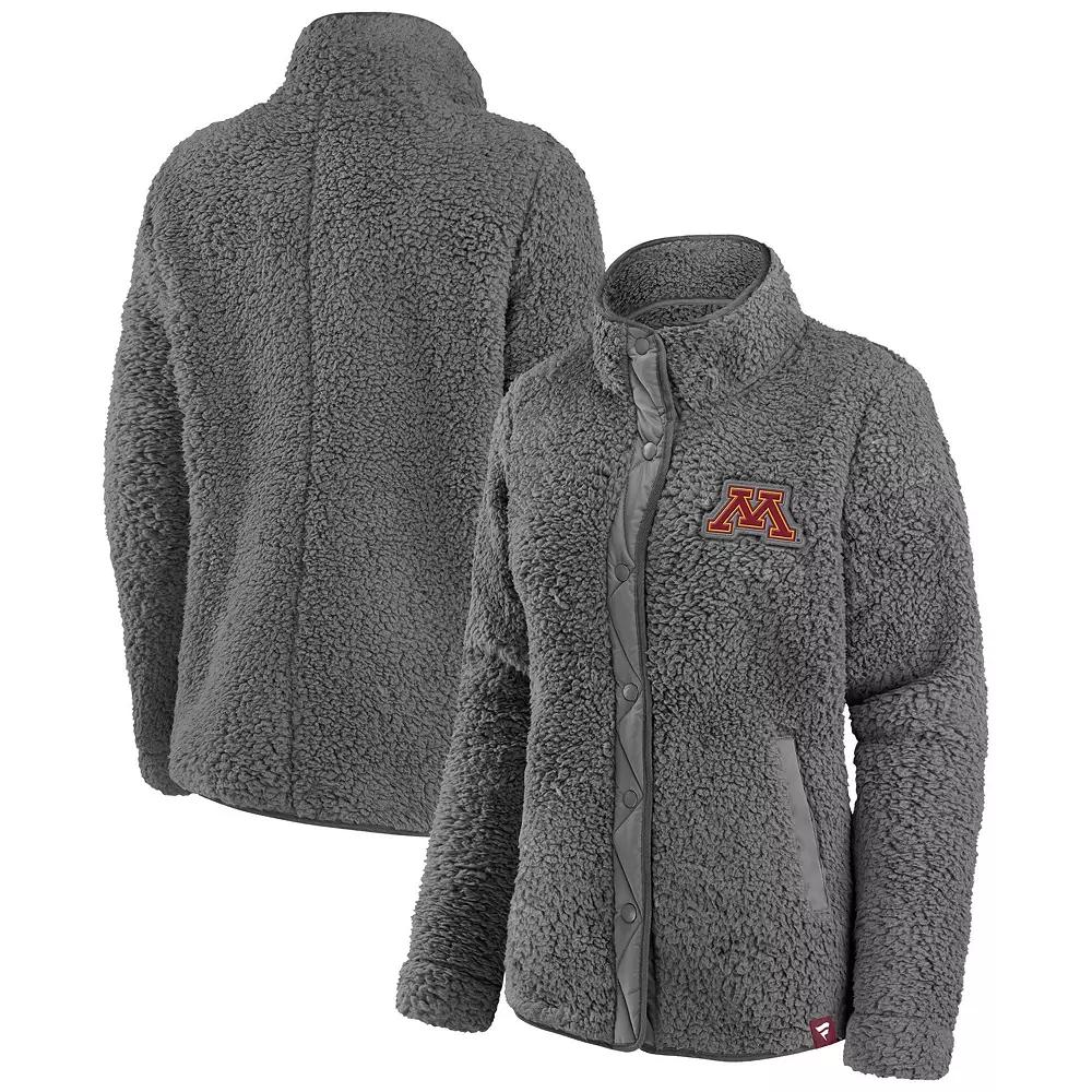 Women's Fanatics  Gray Minnesota Golden Gophers Wheelhouse Iconic Sherpa Full-Snap Jacket, Size: Medium, Grey Product Image