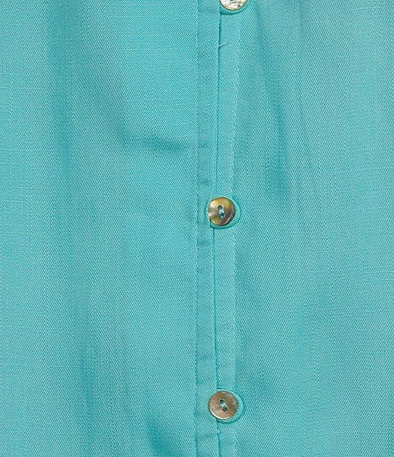 Westbound Woven Short Sleeve Y-Neck Button Front Top Product Image