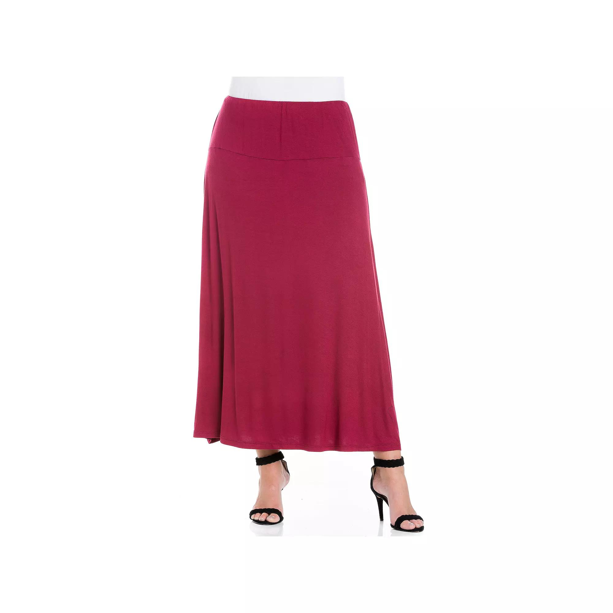 Plus Size 24Seven Comfort Apparel Comfortable Fit Elastic Waist Maxi Skirt, Women's, Size: 5XL, Red Product Image