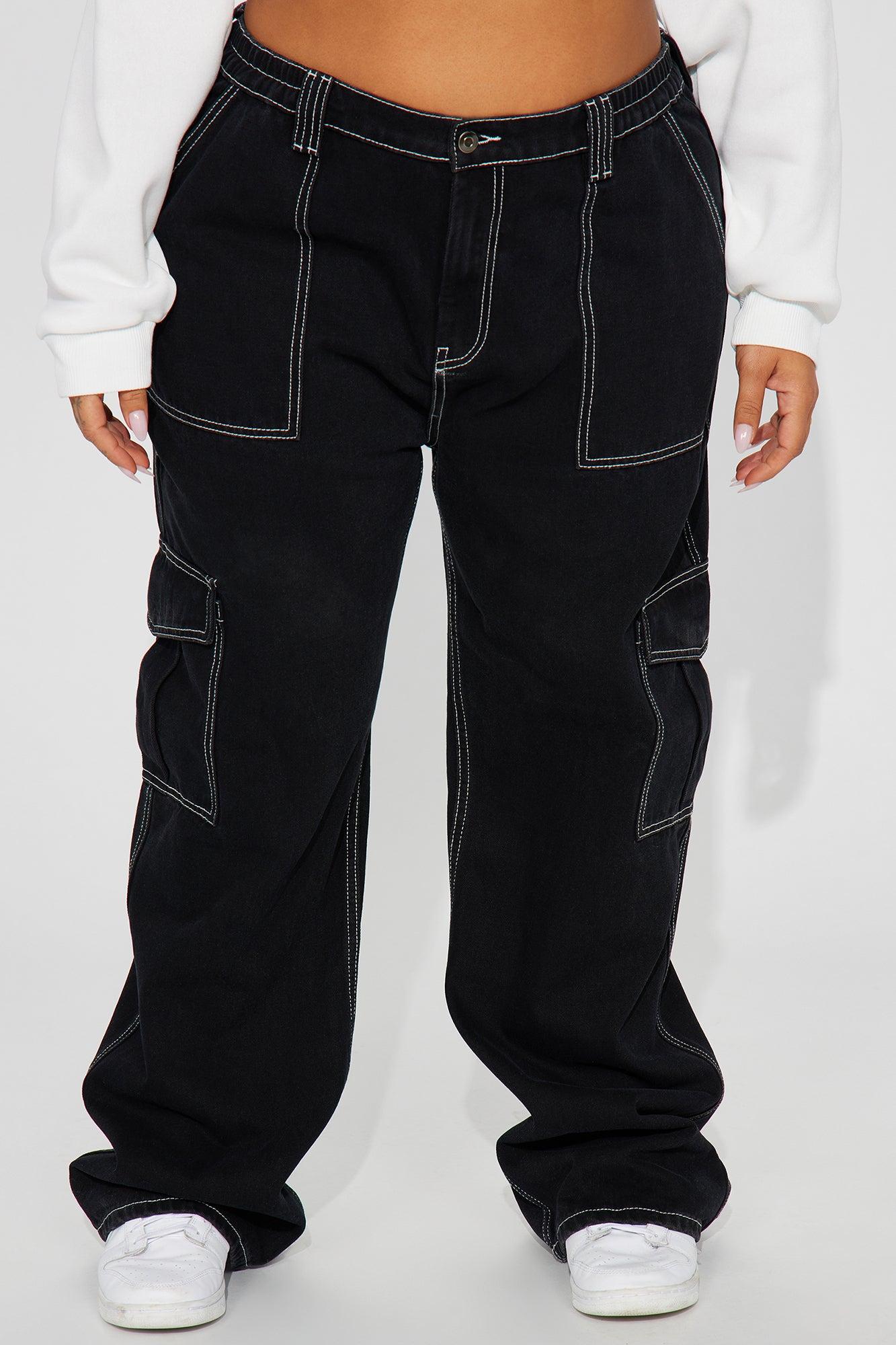 Petite Give Me A Break Cargo Carpenter Jeans - Black Product Image