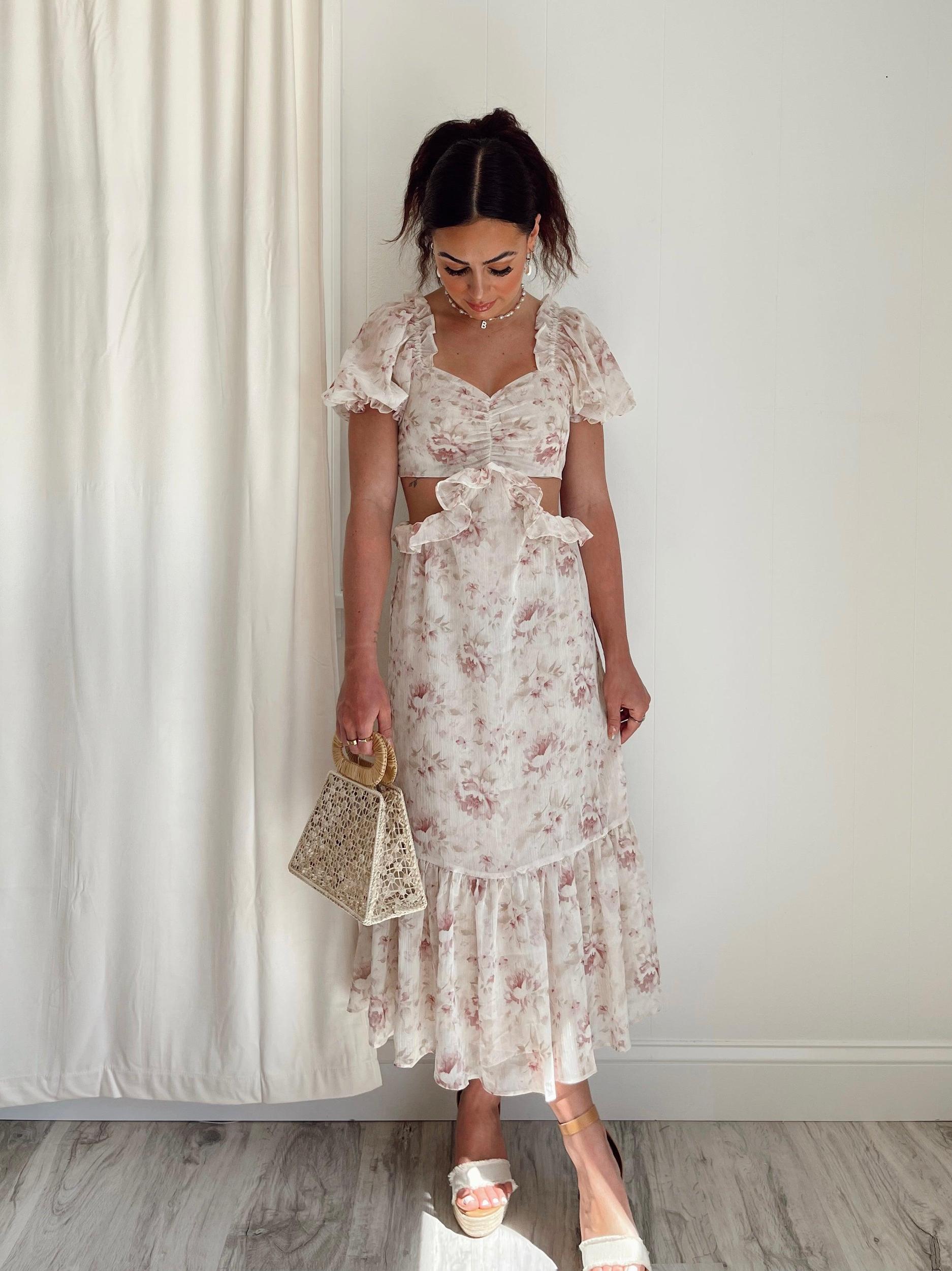 En Saison Kika Floral Cut Out Midi Dress FINAL SALE Product Image