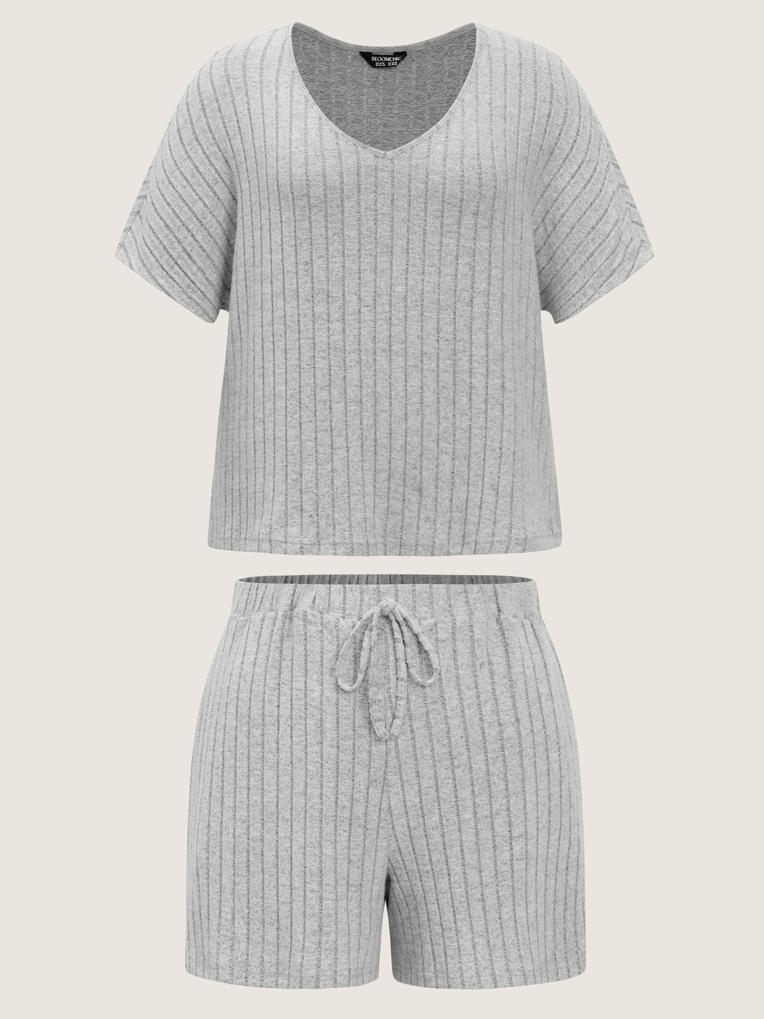 Stretchy-Fit Ribbed Texture Lounge Set Female Product Image