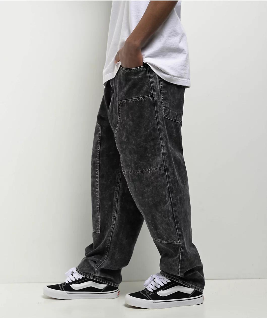 Empyre Double Knee Black Wash Ultra Loose Canvas Skate Pants Product Image