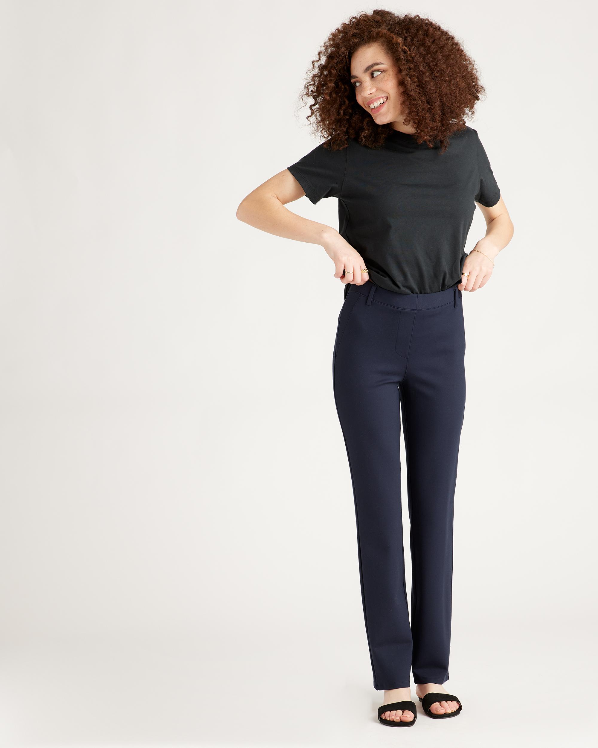 Quince | Women's Ultra-Stretch Ponte Straight Leg Pants Petite Rayon Product Image