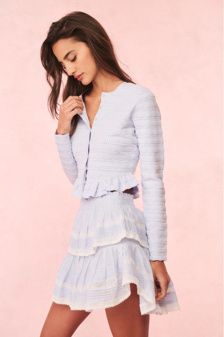 Rogan Pointelle Knit Cardigan - MORNING SKY Product Image