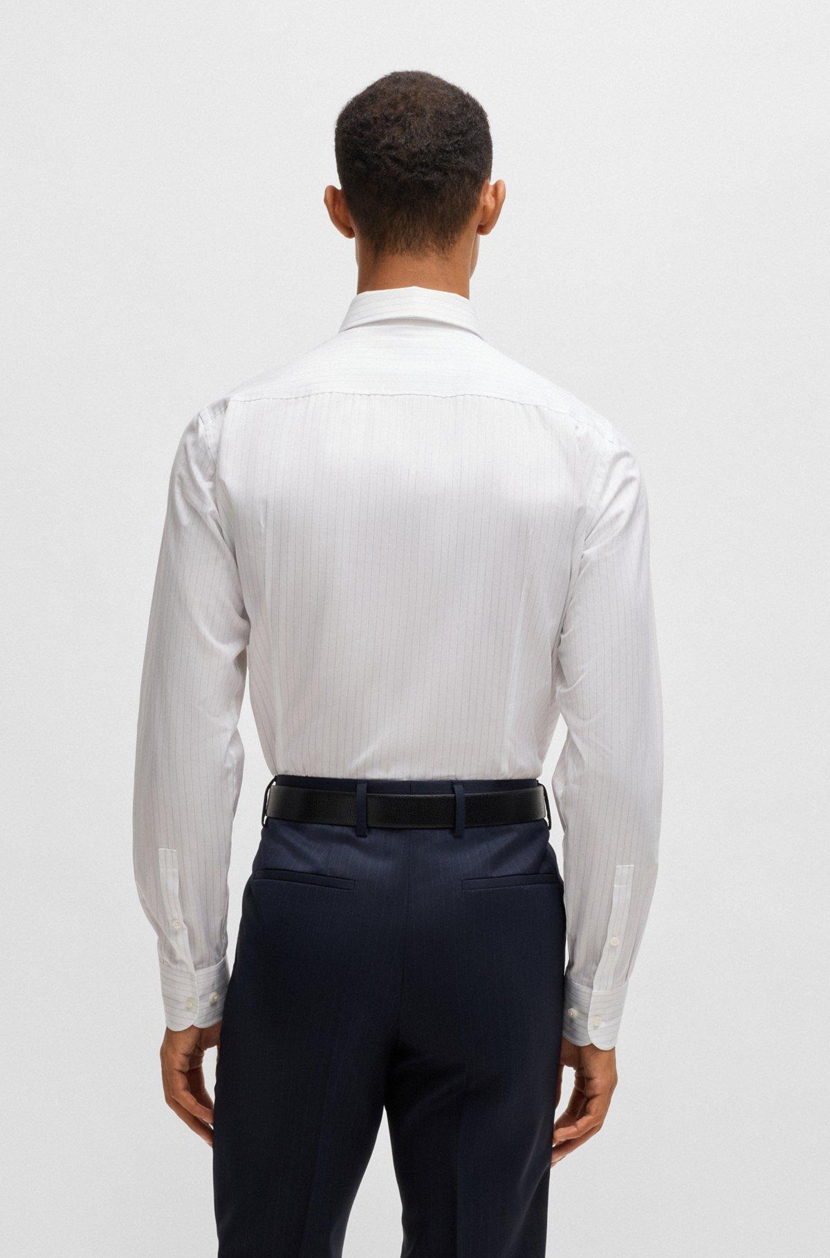 Slim-fit shirt in striped cotton twill Product Image