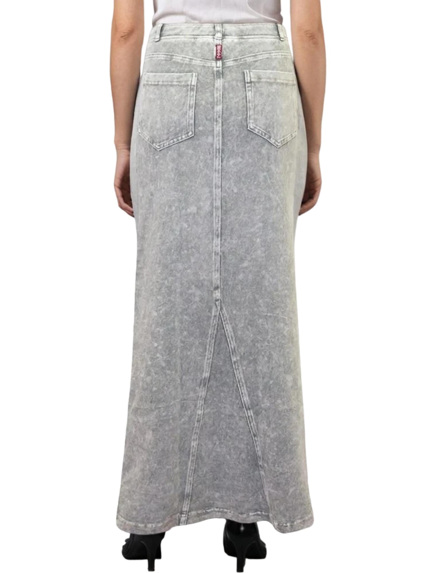 Hard Tail Long Denim Closed Slit Skirt (Style WJ-114) Product Image
