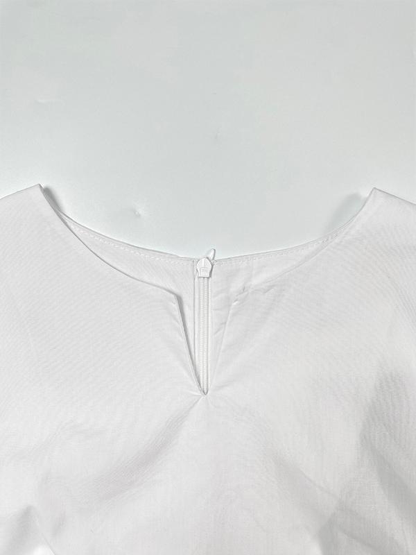 A-Line High Waisted Buttoned Pleated Pockets Solid Color Split-Joint V-Neck Maxi Dresses Product Image