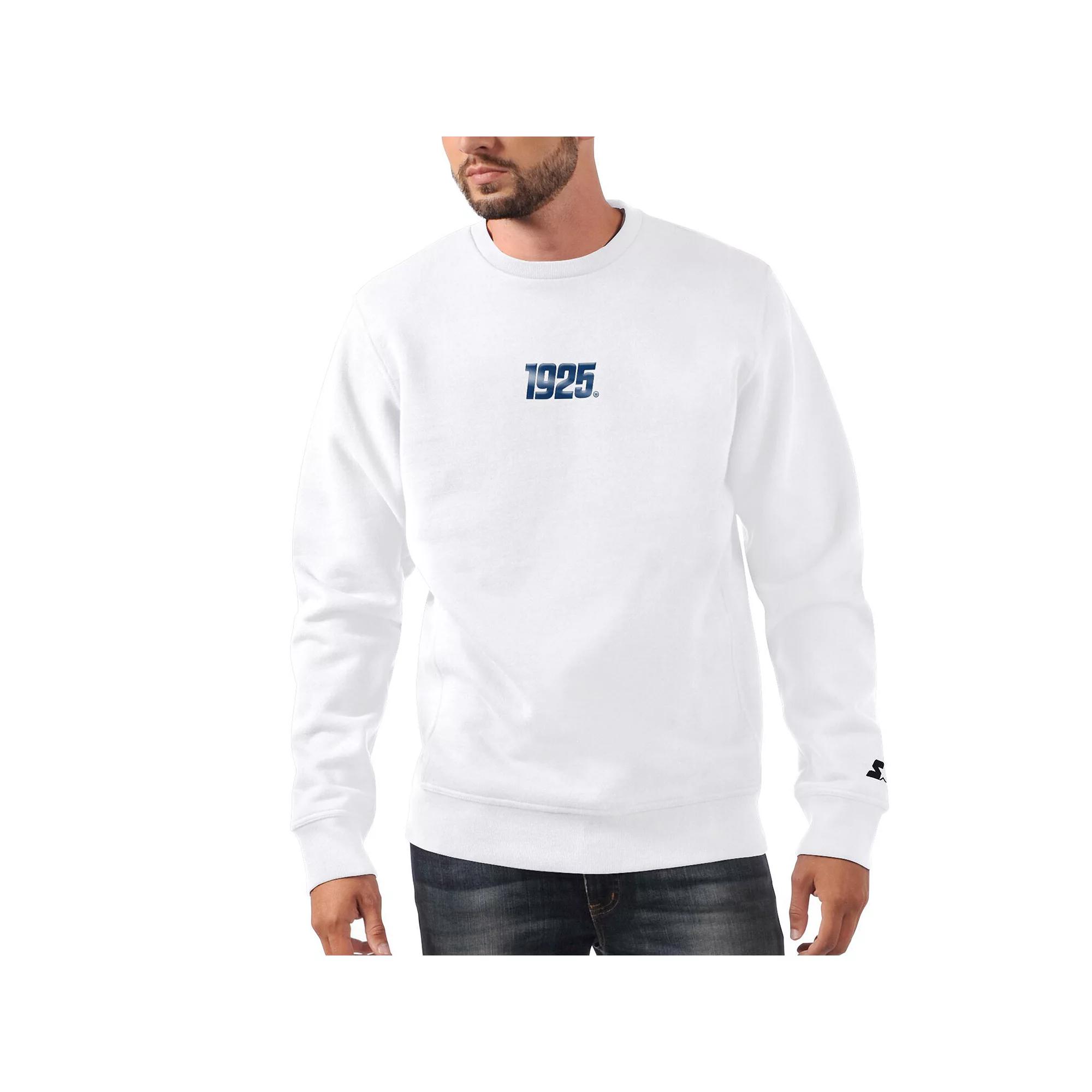 Men's Starter White New York Giants 1925 Collection Long Sleeve Pullover Sweatshirt,  Product Image