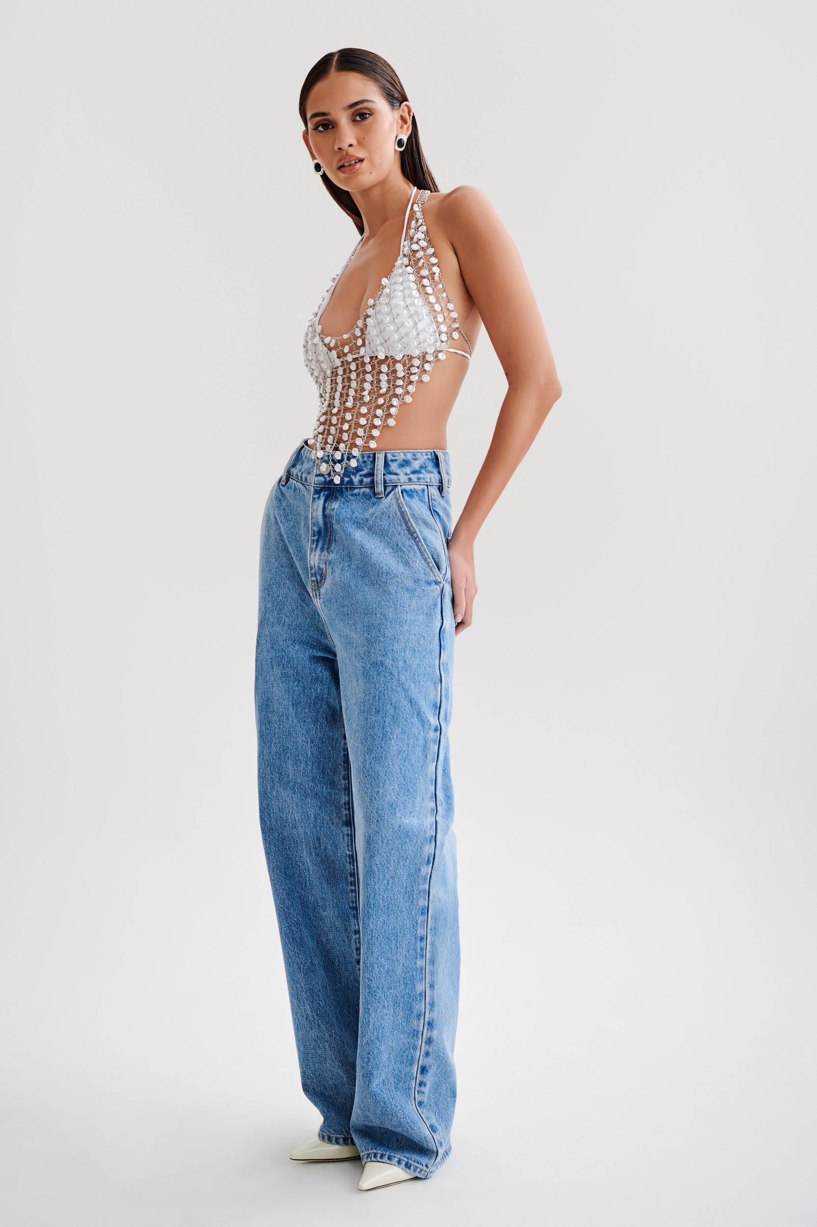 Gretchen Pearl Halter Top - Pearl Product Image