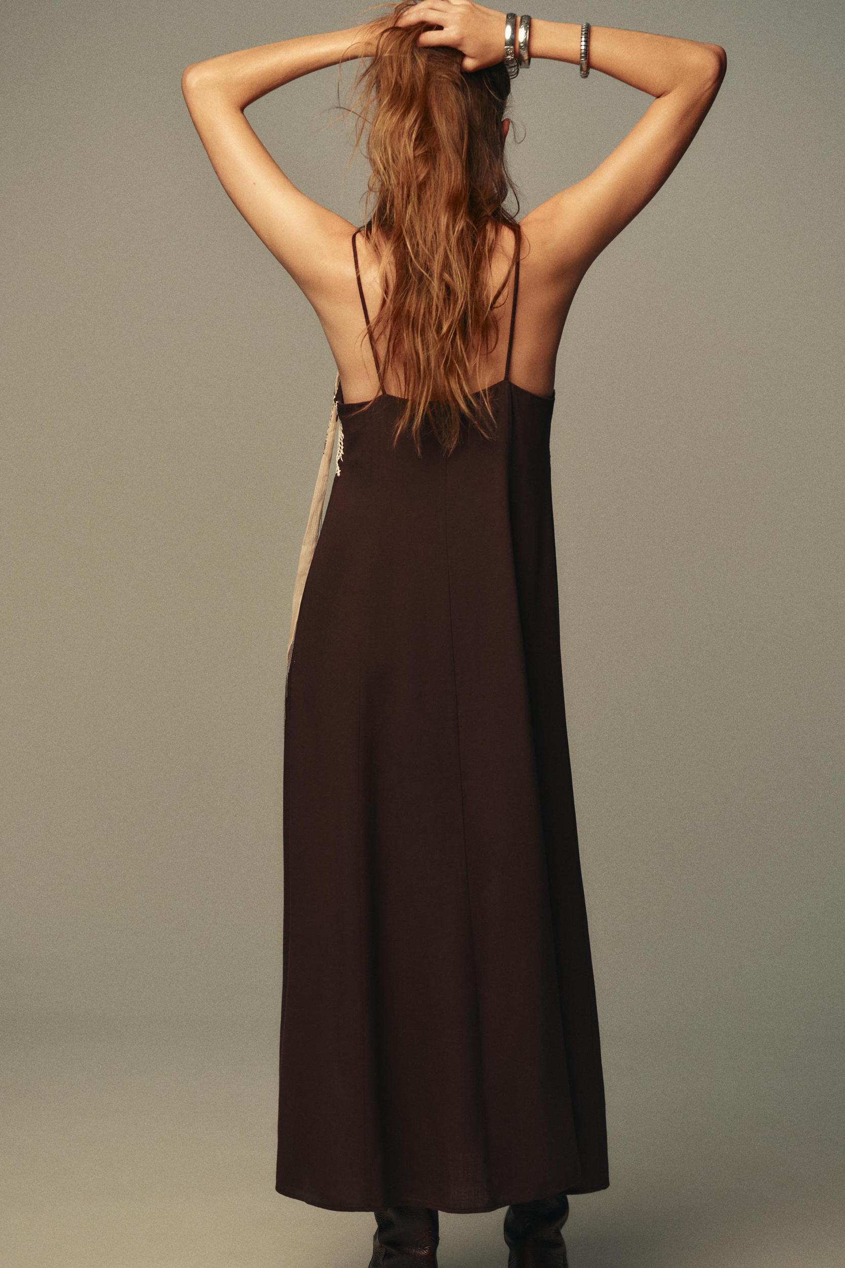 EMBROIDERED STRAPPY MIDI DRESS Product Image