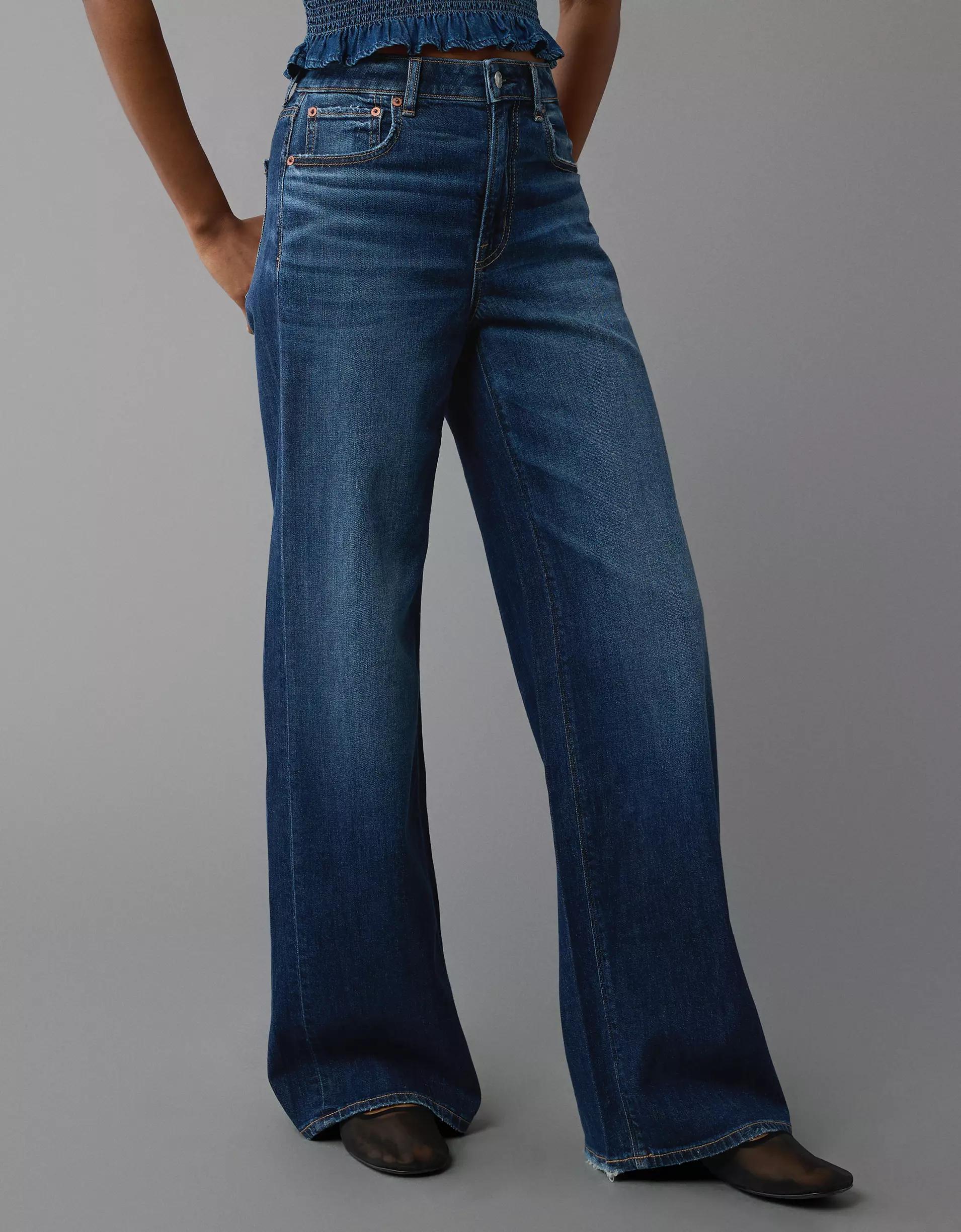 AE Dreamy Drape Stretch Super High-Waisted Baggy Wide-Leg Jean Product Image