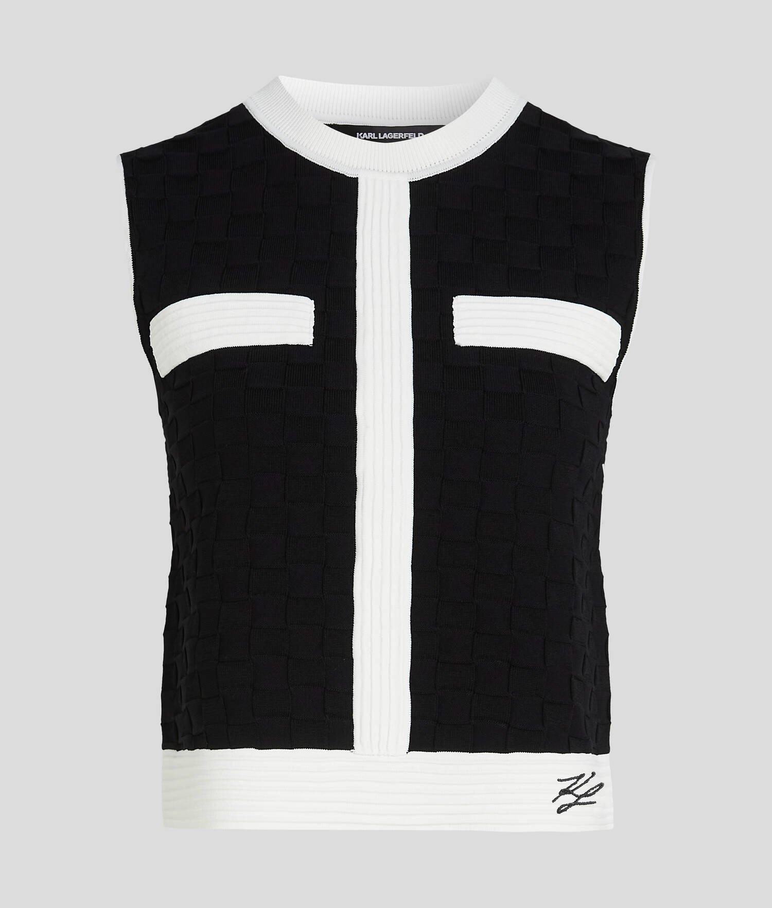 CONTRAST PIPING KNIT TOP Product Image