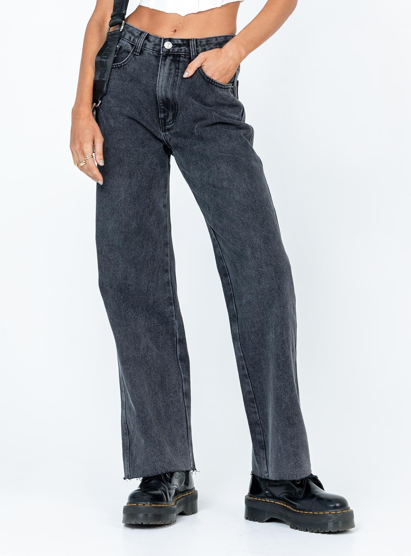 Arlington High Rise Straight Leg Denim Jeans Black Product Image