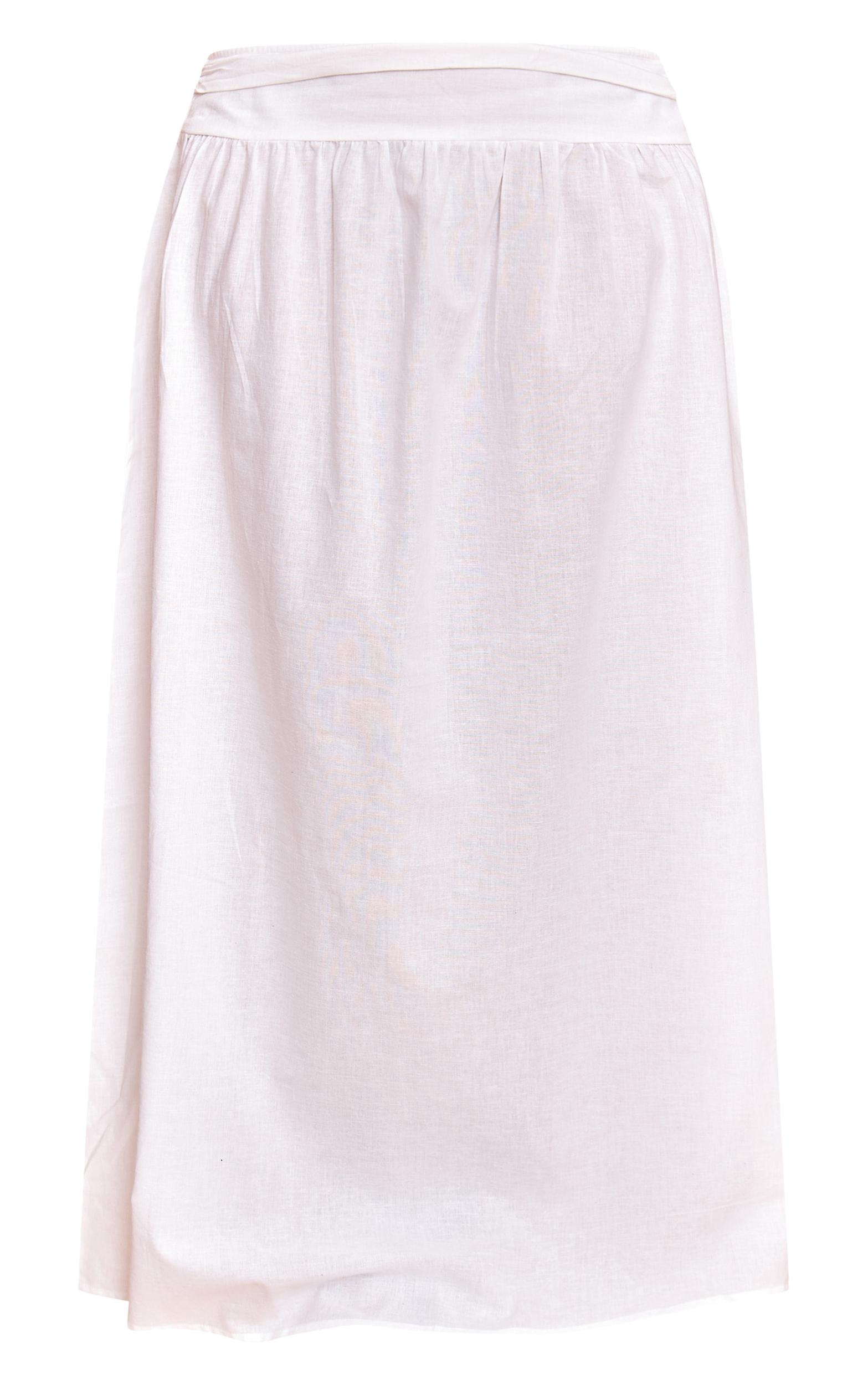 Plus White Cotton Ruched Waist Maxi Skirt Product Image