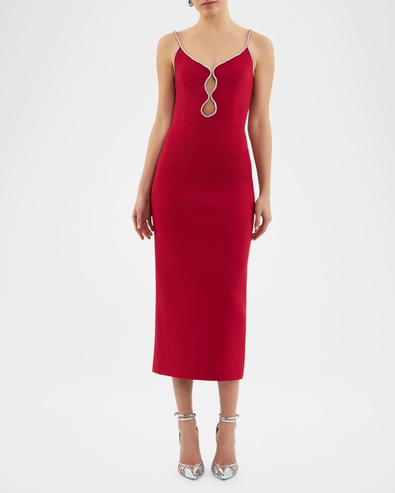 Akari Crystal-Trim Cutout Midi Dress Product Image