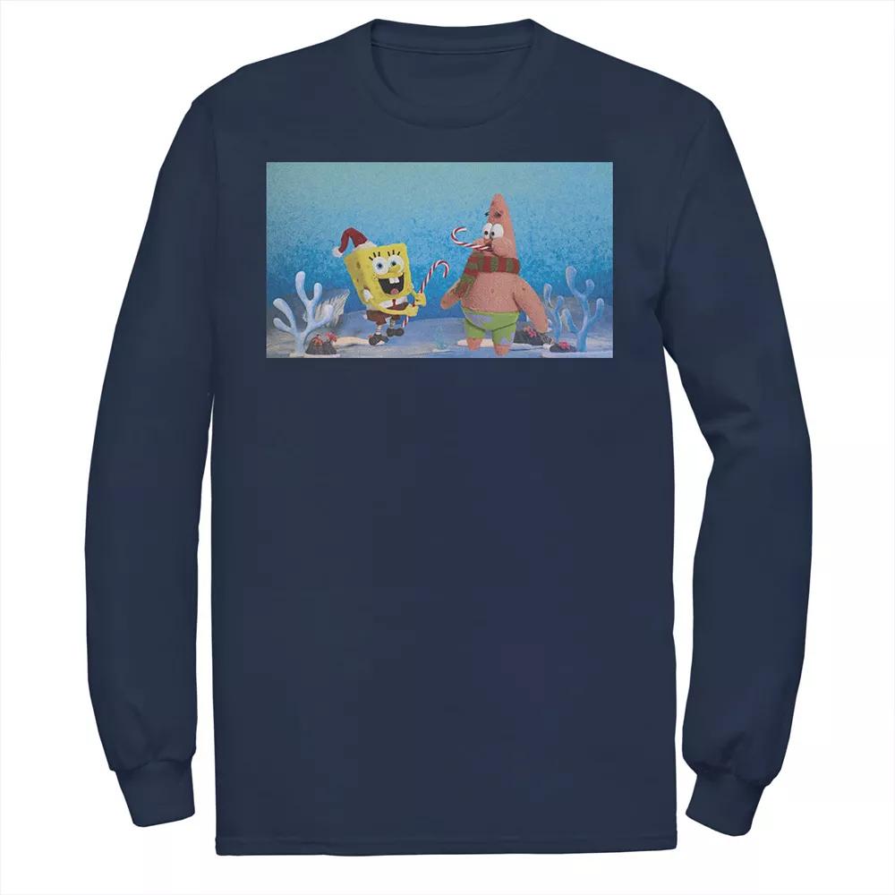 Men's Nickelodeon Spongebob Squarepants Patrick Star Christmas Buddies Long Sleeve Graphic Tee,  Product Image