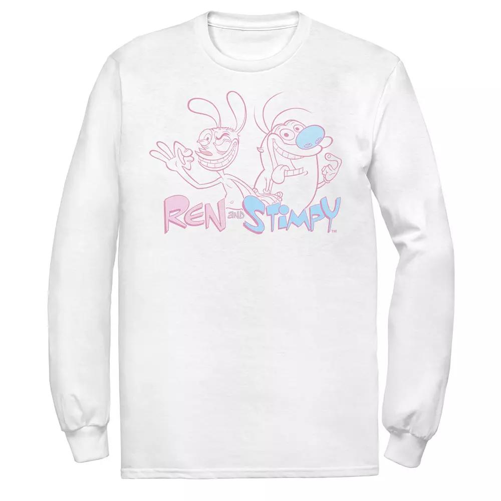Men's Ren & Stimpy Portrait Outline Logo Long Sleeve Tee,  Product Image